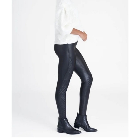Spanx quilted faux leather leggings size medium. - Picture 2 of 9